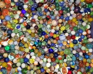 Large collection of mostly early 20th century machine made marbles with a few handmades.