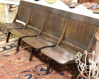 Vintage oak 4 seat folding bench
