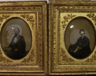 Pair vintage tintypes in gilt frames