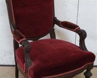 1800s carved walnut arm chair