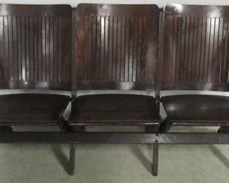 Vintage 3 seat oak folding bench
