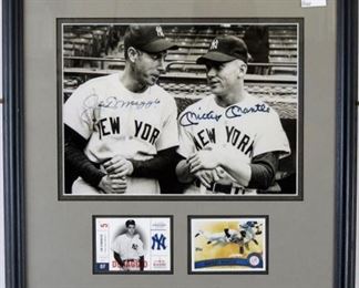 Mickey Mantle and Joe DiMaggio with Cards