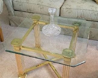 HEAVY BRASS AND GLASS TABLES