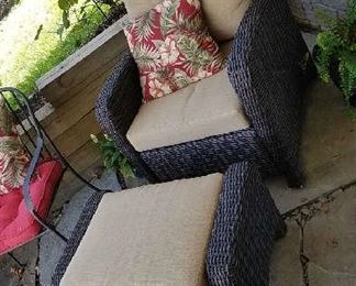PATIO WICKER, VINYL COATED WITH CUSHIONS, WHOLE SET