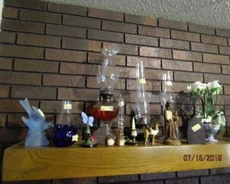 Kerosene lamps and Mantle decor.
