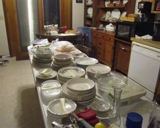 Dishes galore and serving platters and more.