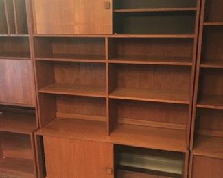 Mid century modern teak wall unit with drop front desk