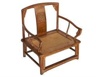 12. Vintage Chinese Carved Teak Wood Armchair