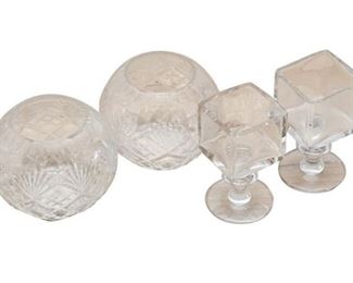 54. Two 2 Pairs Contemporary Glass Votive Candle Holders