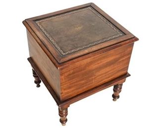 60. Colonial Style Mahogany Storage Box wLeather Top