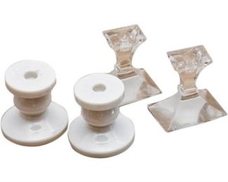 62. Two 2 Pairs Contemporary Glass Candlestick Holders