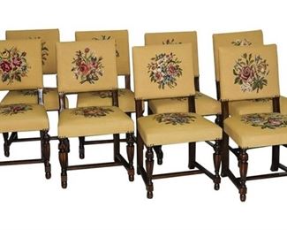 63. Set of Eight 8 Louis XIII Style Dining Chairs