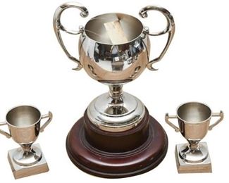 65. Lot of Three 3 Contemporary Metal Trophy Cups