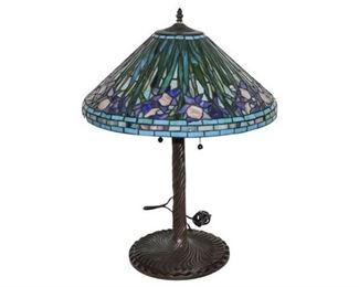 72. Tiffany Studios Style Stained Glass Lillys Table Lamp