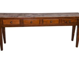 75. Large Rustic Country Pine Side Table wDrawers