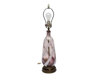 87. Purple Blown Ribbon Glass Lamp