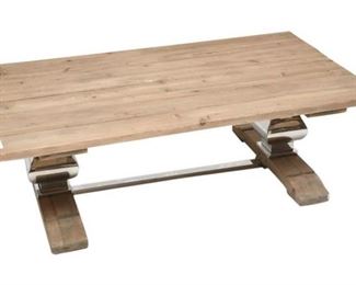 88. Contemporary Trestle Base Wooden Coffee Table