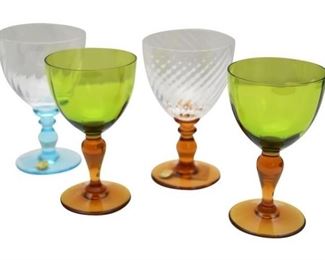 91. Mixed Lot of 4 Portieux Wine Glasses