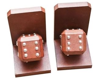 90. Pair of Novelty Leather Dice Bookends