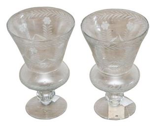 116. Nice Pair of Etched Glass Vases