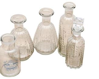 129. Group Lot of Five 5 Bottles or Decanters
