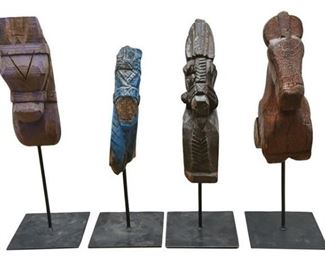 139. Lot of Four 4 Assorted Primitive or Tribal Hand Carved Wooden Figurines