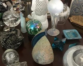 Polish Rocks, Porcelain Fish, Oil Lamps