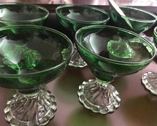 Anchor Hocking Green Boopie Sherbet Glasses