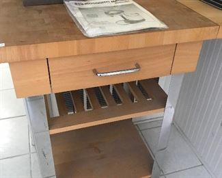 Rolling Butcher Block Table 