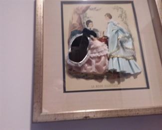 Unique 3D Victorian ladies framed art