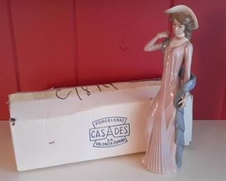 Casades lady figurine with blue shawl with box. Like new...no cracks, chips or crazing.