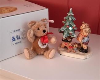 Hummel "Wonder of Christmas" in original box with COA. Like new...no cracks, chips or crazing. Comes with Steiff teddy bear!