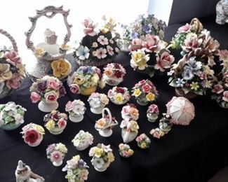 Porcelain flowers by Capodimonte, Royal Doulton, Royal Albert, Stanley, Coalport, Crown Royal, Royal Staffordshire, Royal Stratford, Aynsley and Royal Adderley.