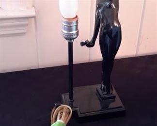 Vintage art deco lamp...she's missing the flat, frosted glass moon that she's supposed to be holding, but can be repurposed!