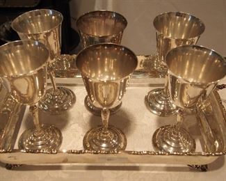 Set of Fine Mexican Sterling Goblets in SOLD Sterling Mexican Casserole Holder