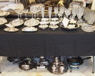 Fine Selection Glass (some waterford & tiffany) and silverplate