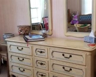 French Provincial dresser and mirrors by Hickory Manufacturing