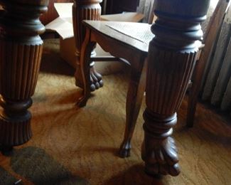 oak table with lions feet.