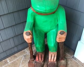 Outdoor Wooden "Skiing" Frog