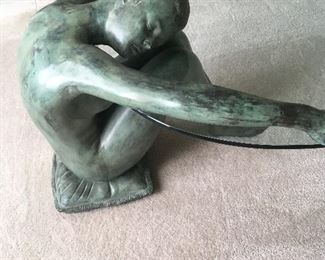 bronze NUDE holding glass table 1/2 OFF ...was $3800 NOW...$1900..