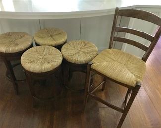 4 bar stools and one bar chair