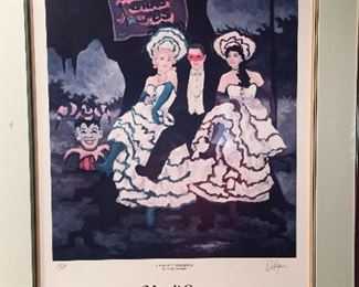 Signed George Rodrige print "A Toast to Broadway" 1985