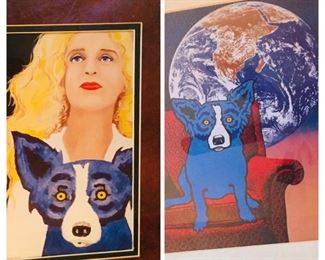 Framed George Rodrigue "Blue Dog" prints