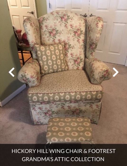 HICKORY HILL GRANDMA’S ATTIC COLLECTION WING CHAIR & OTTOMAN 