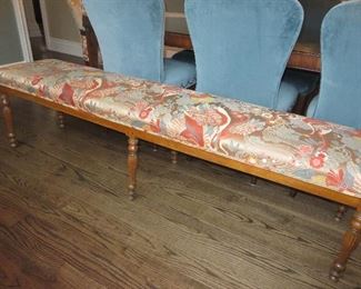 Long French Country Bench in Custom Fabric
