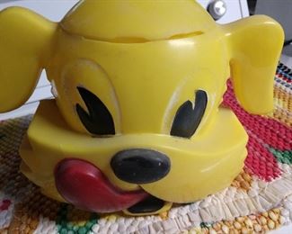 VINTAGE KEN-L RATION PLASTIC COOKIE JAR...YELLOW DOG