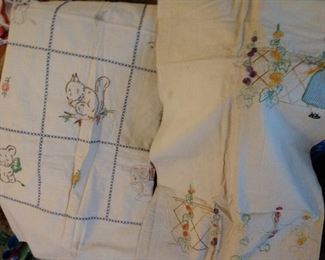 MORE....VINTAGE EMBROIDERY LINENS/ TABLECLOTHS