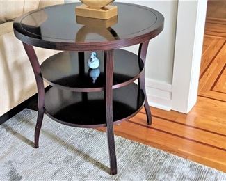 Baker Round Side Table with 2 Shelves