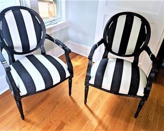 Ethan Allen Zebra Striped Arm Chairs