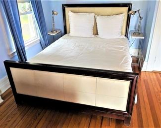Barbara Barry by Baker Leather and Wood Queen Bedframe